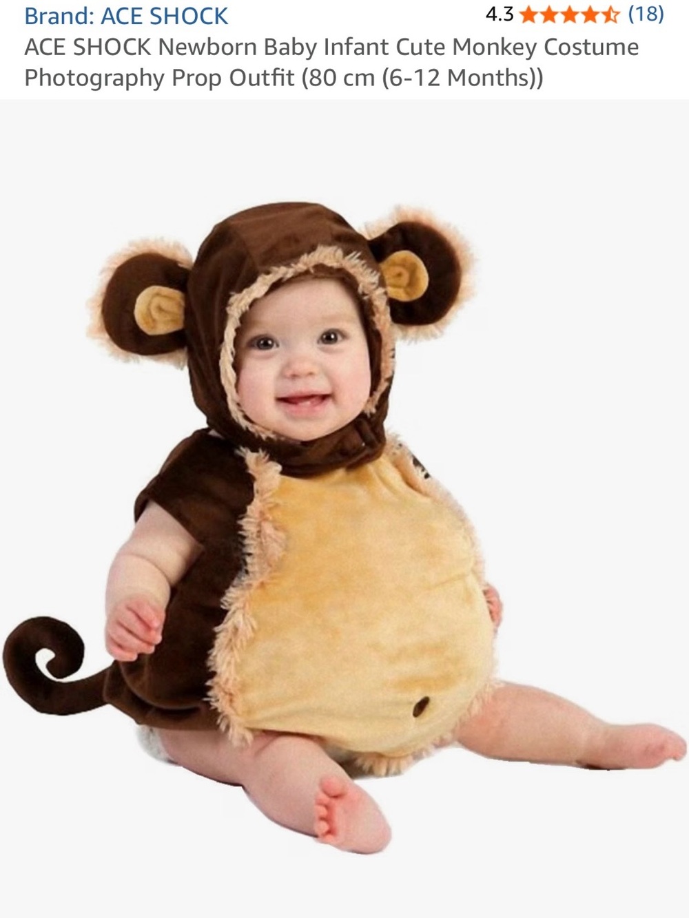 Brown and Tan Baby Monkey Costume